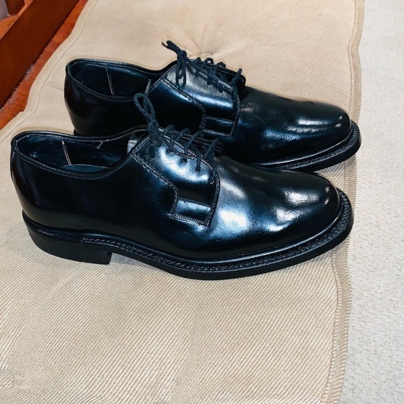 Diamanté Black Leather Derby Shoes. - Picture 3 of 15